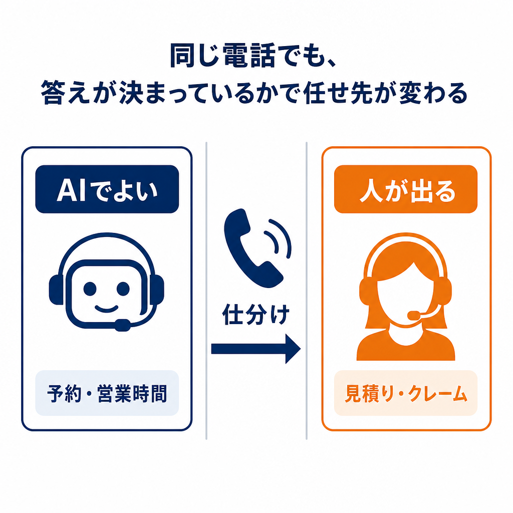 同じ電話でも、答えが決まっているかで任せ先が変わる